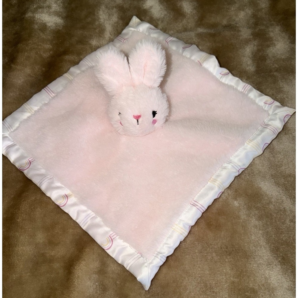 Parents Choice Lovey Security Blanket Pink Bunny Rabbit Satin Rainbow